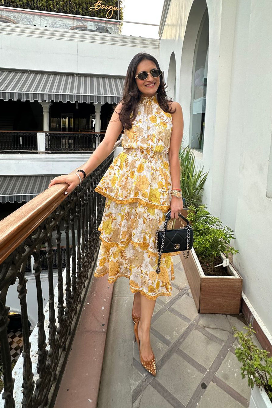 Printed floral tiered dress